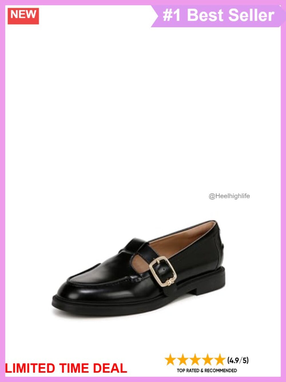 T-Strap Loafers Leather Oversized Buckle Slip-On Casual Dress Shoes